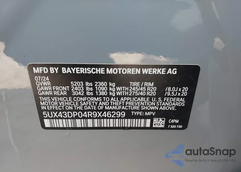 2024 BMW X3 Sdrive30I from USA, damaged, VIN 5UX43DP04R9X46299